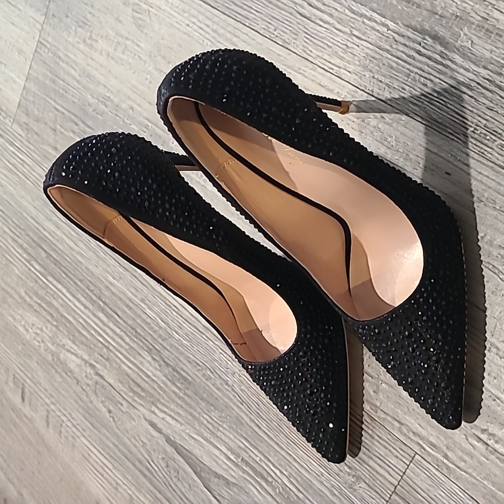 Elisabet Tang Sparkling Black Rhinestone Heels Size 8.5 - Picture 3 of 6